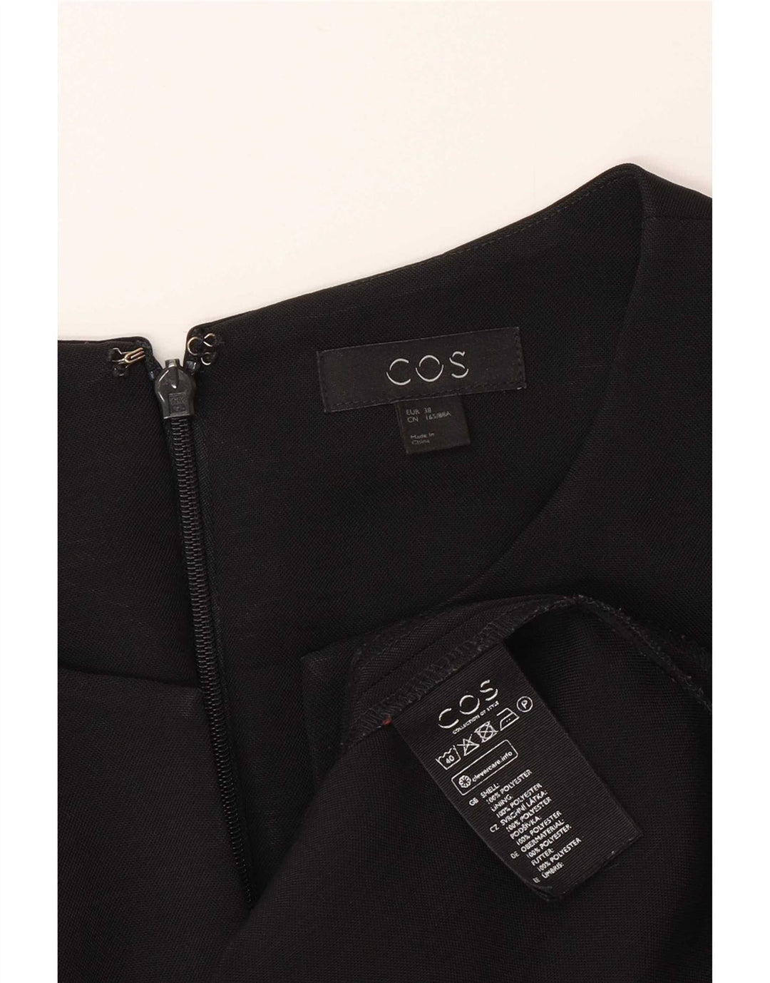 Cos Womens 3/4 Sleeve Sheath Dress EU 38 Medium Black Polyester