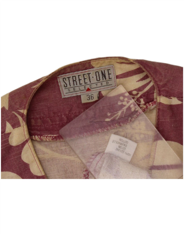 STREET ONE Womens Crop Jacket EU 36 Small Pink Floral Cotton