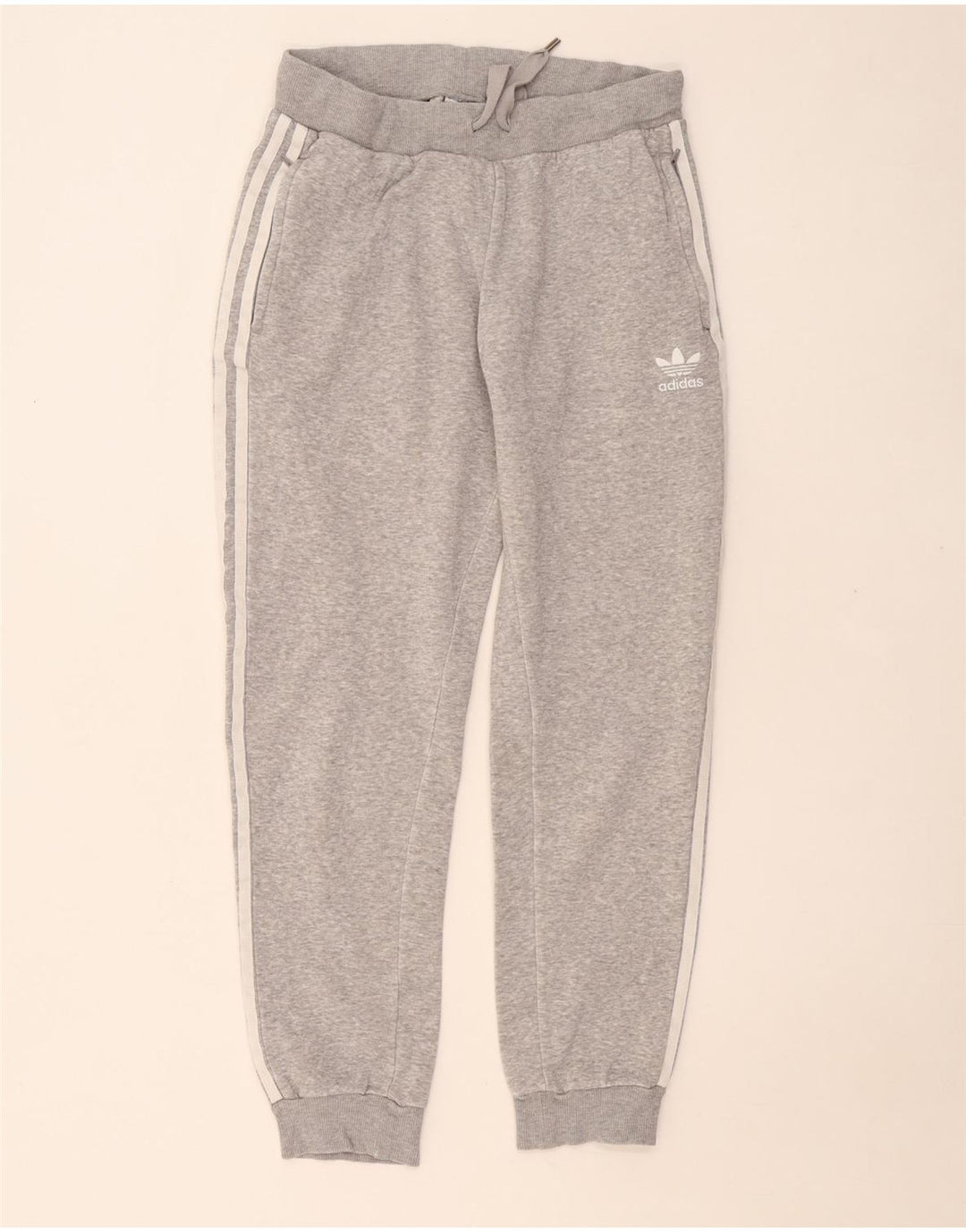 ADIDAS Womens Tracksuit Trousers Joggers UK 12 Medium Grey Cotton