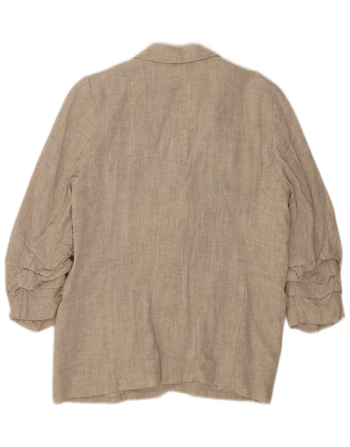 Marks & Spencer Womens 3/4 Sleeve Open Blazer Jacket UK 14 Large Beige