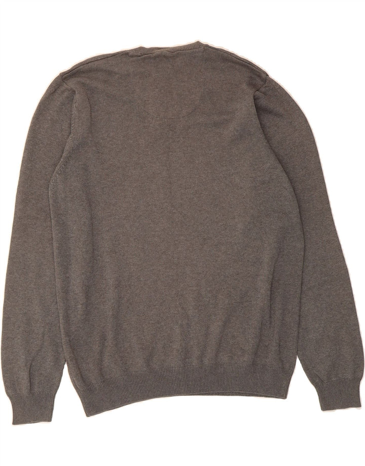 BLUE HARBOUR Mens V-Neck Jumper Sweater Large Grey Cotton Vintage Blue Harbour and Second-Hand Blue Harbour from Messina Hembry 