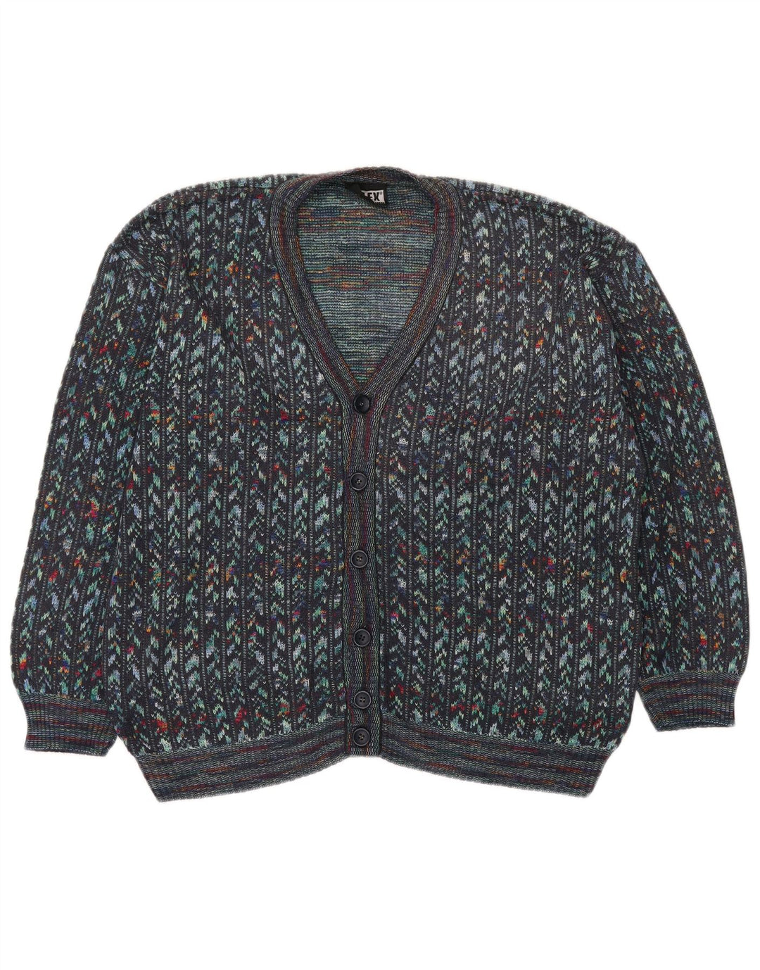 Vintage Mens Cardigan Sweater IT 54 XL Multicoloured Geometric