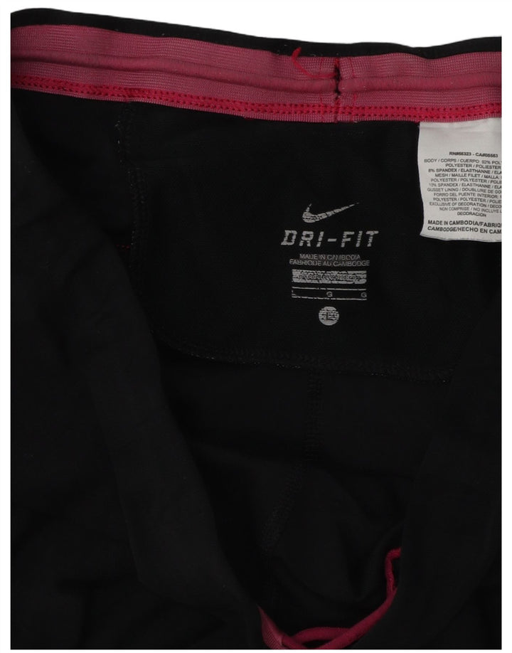 NIKE Womens Dri Fit Capri Tracksuit Trousers UK 16 Large Black Colourblock