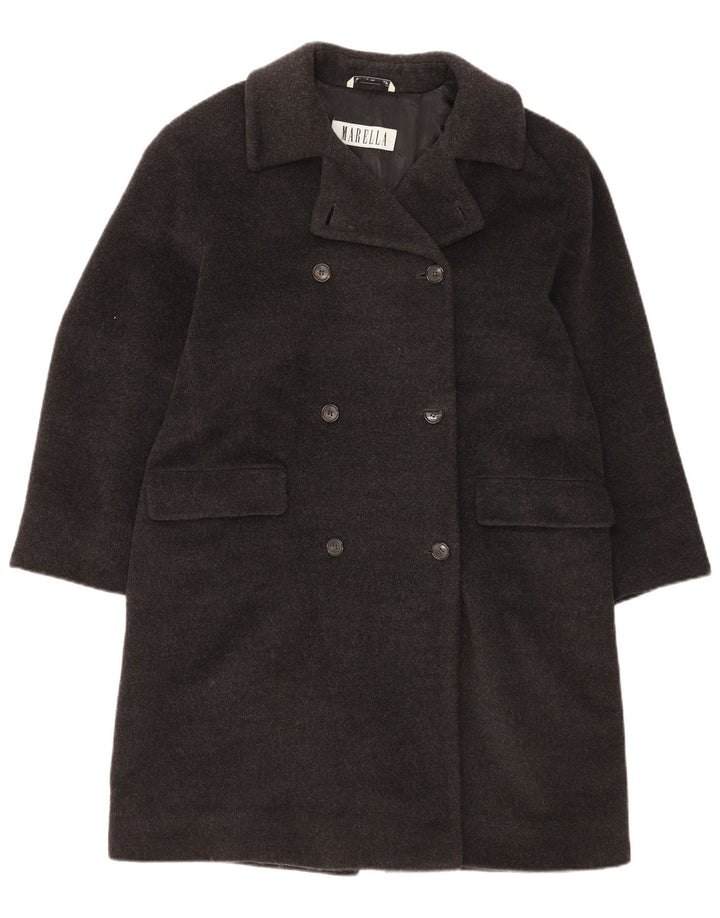 Marella Womens Double Breasted Coat UK 12 Medium Grey Virgin Wool