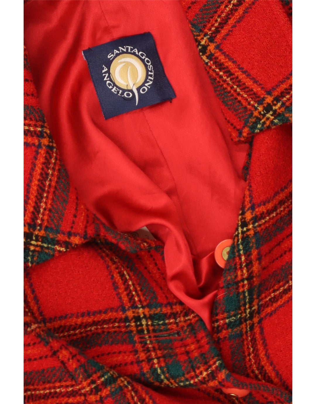 Angelo Santagostino Womens 6 Button Blazer Jacket UK 14 Medium Red Check