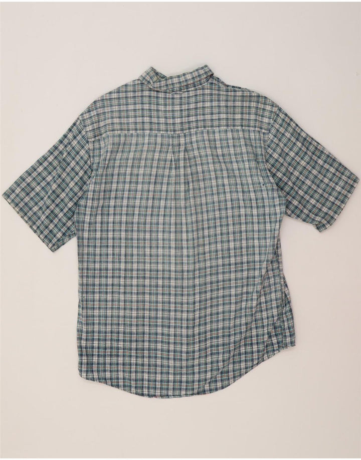 Timberland Mens Short Sleeve Shirt Medium Blue Check Linen