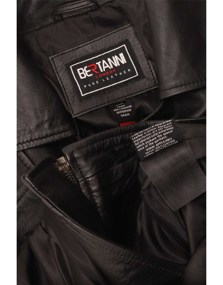 Bertanni Mens Leather Biker Jacket UK 38 Medium Black