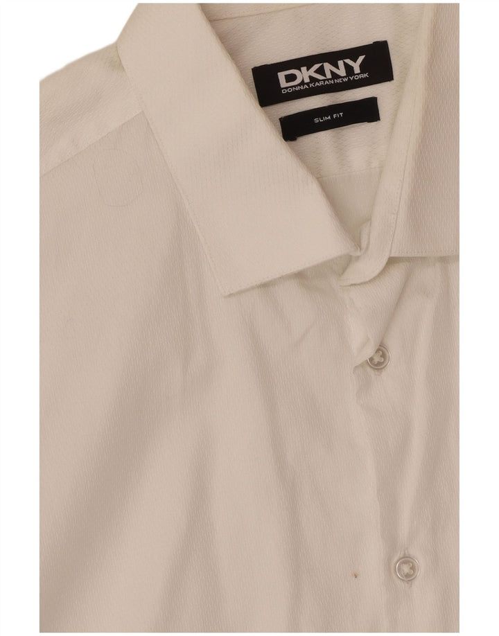 Dkny Mens Slim Fit Shirt Medium White Cotton