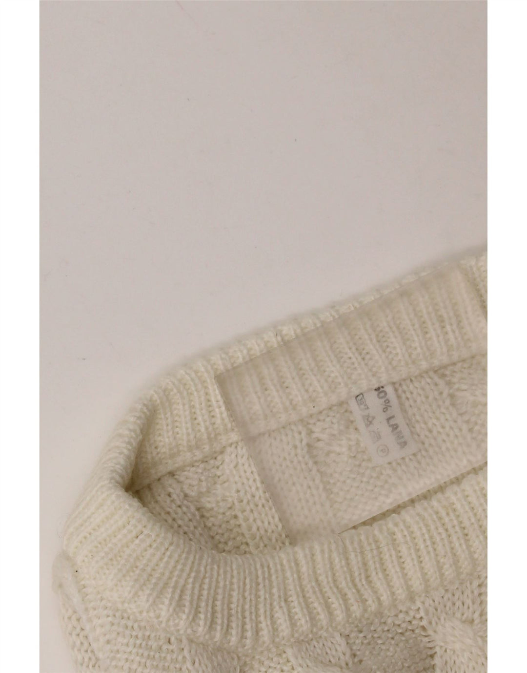 VINTAGE Womens Crew Neck Jumper Sweater UK 14 Medium White Wool