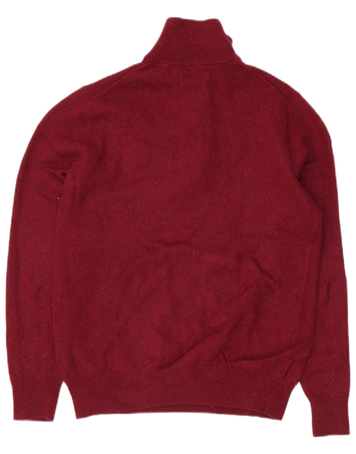 Gant Womens Zip Neck Jumper Sweater UK 12 Medium Maroon Lambswool