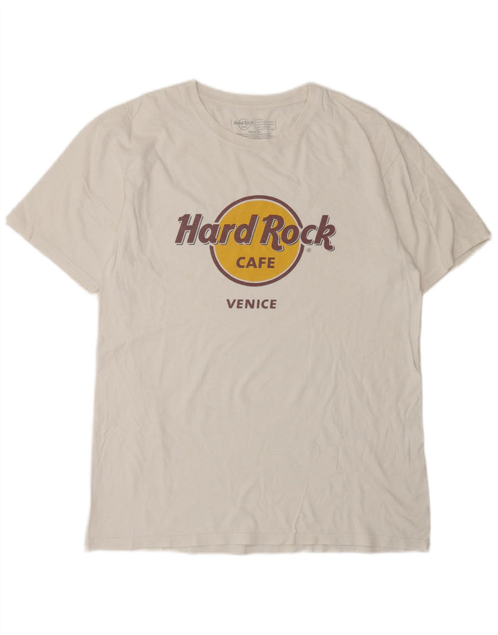 HARD ROCK CAFE Mens Venice Graphic T-Shirt Top Large White Cotton