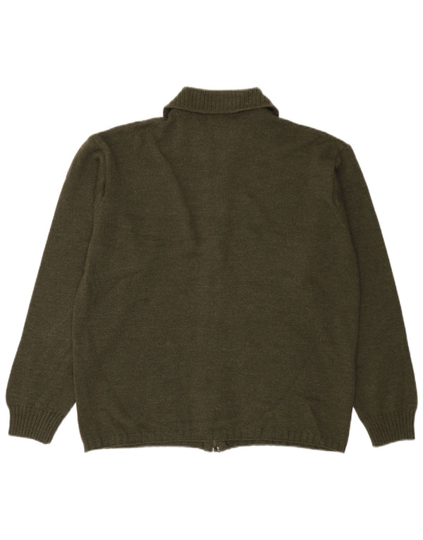 Pierre Cardin Mens Cardigan Sweater Medium Green Acrylic