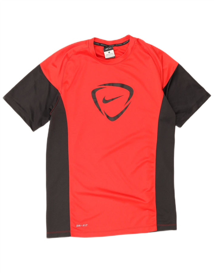 Nike Mens Dri Fit Graphic T-Shirt Top Small Red Colourblock Polyester