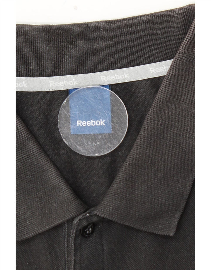 REEBOK Mens Polo Shirt Large Black Cotton