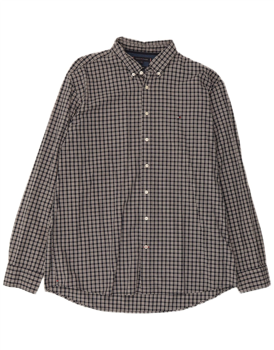 Tommy Hilfiger Mens Regular Fit Shirt 2XL Grey Check Cotton