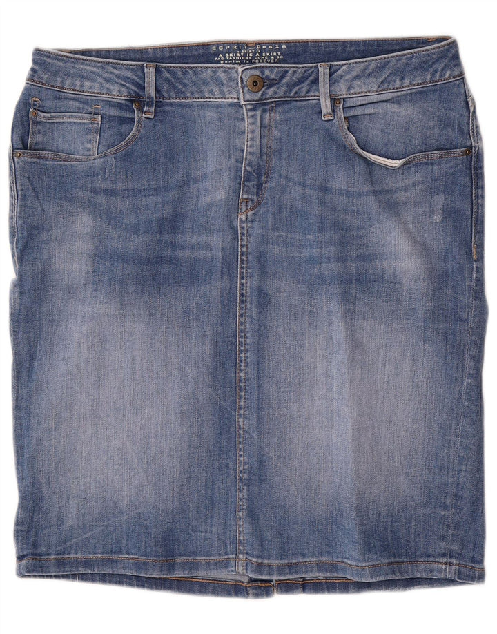 Esprit Womens Denim Skirt W34 Large Blue Cotton