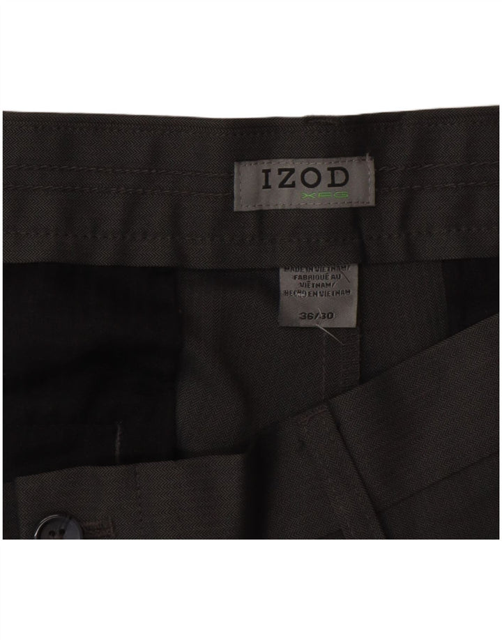 Izod Mens Straight Suit Trousers W36 L30 Grey Polyester