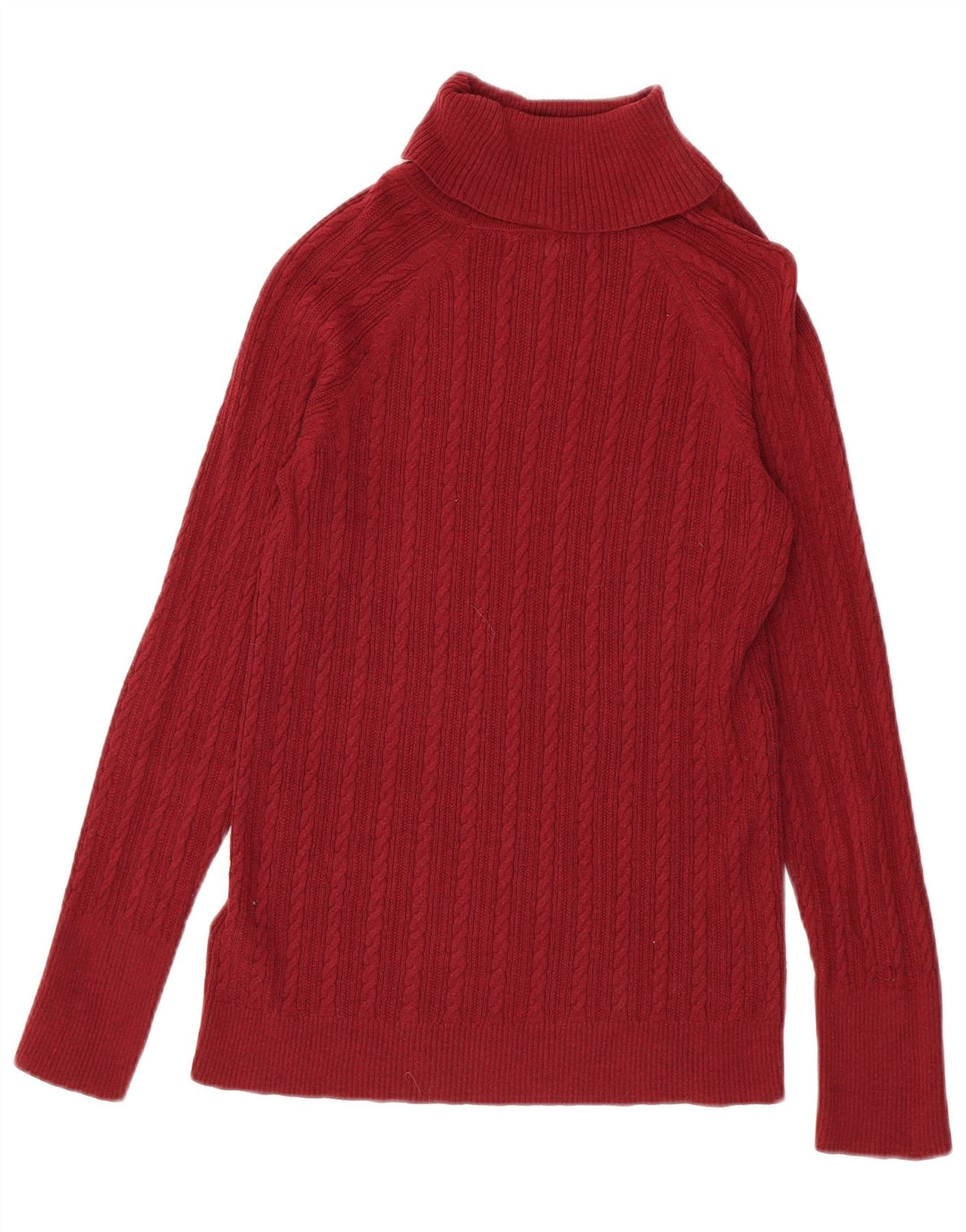 Eddie Bauer Womens Roll Neck Jumper Sweater UK 12 Medium Red Cotton