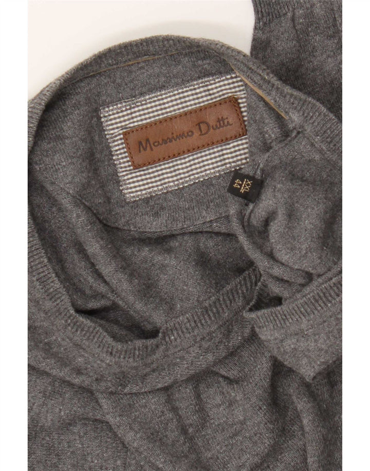 Massimo Dutti Mens Regular Fit V-Neck Jumper Sweater 2XL Grey