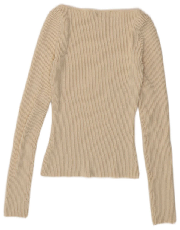 Zara Womens Crop Top Long Sleeve UK 8 Small Beige