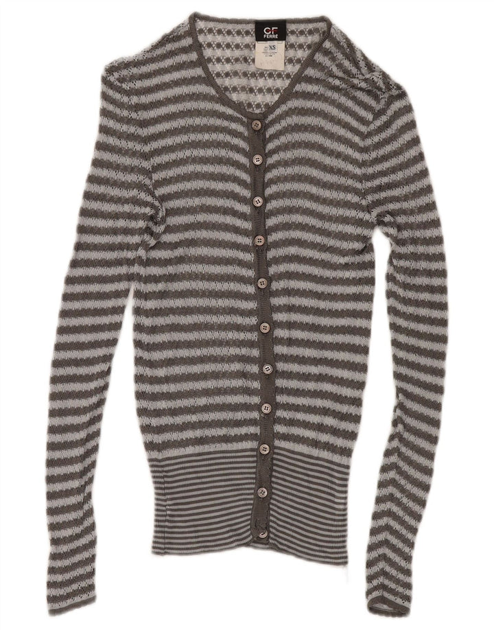 GF FERRE Womens See Through 2 Piece Set UK 4 XS Grey Striped