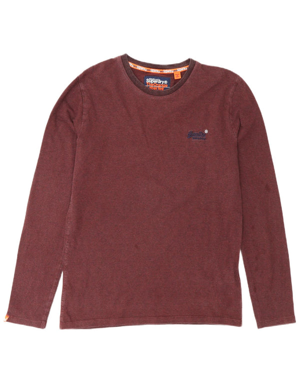 Superdry Mens Top Long Sleeve Small Burgundy Cotton