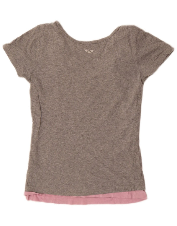 Arena Womens Graphic T-Shirt Top UK 14 Large Grey Flecked Cotton