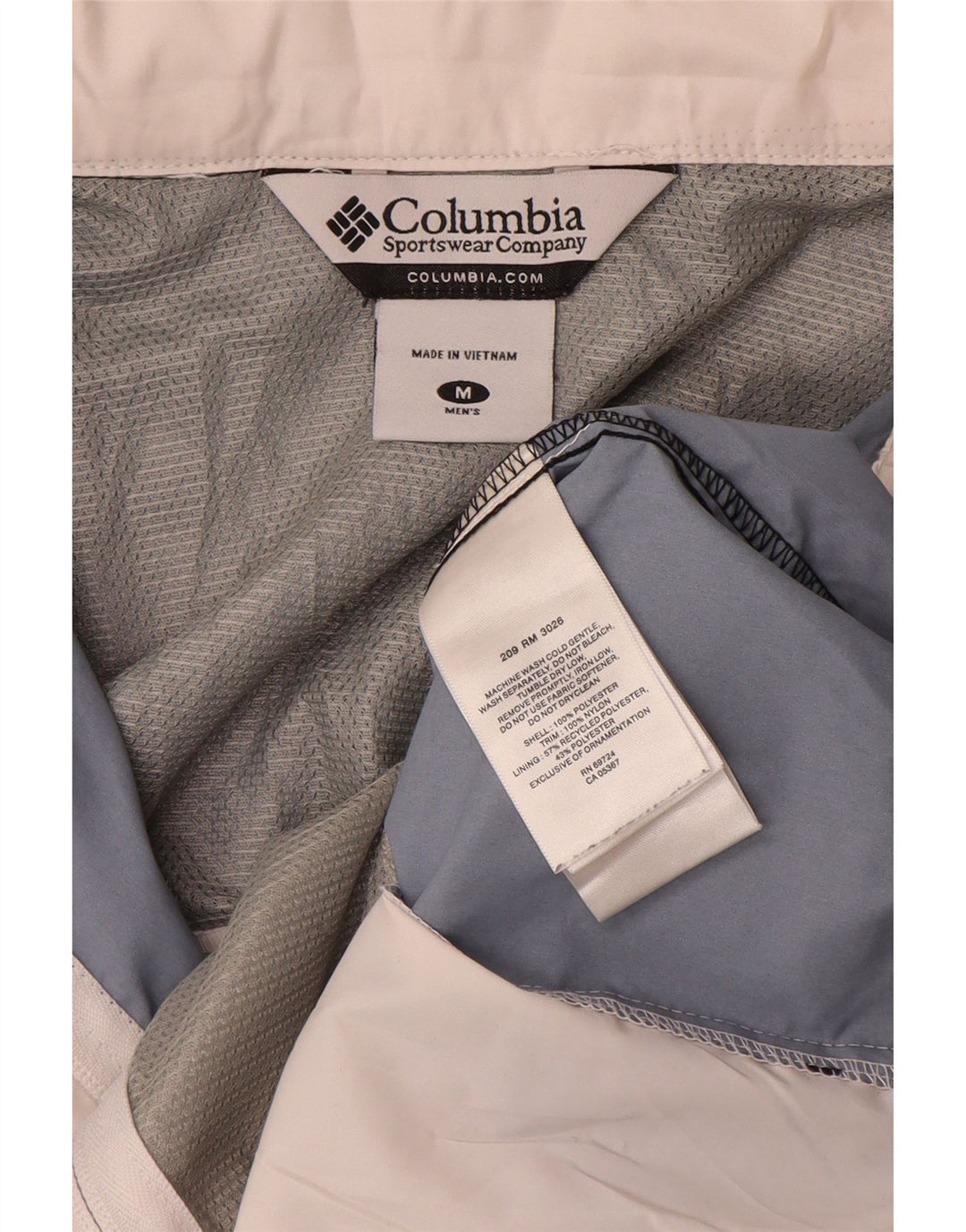 Columbia Mens Hooded Rain Jacket UK 38 Medium White Colourblock Polyester
