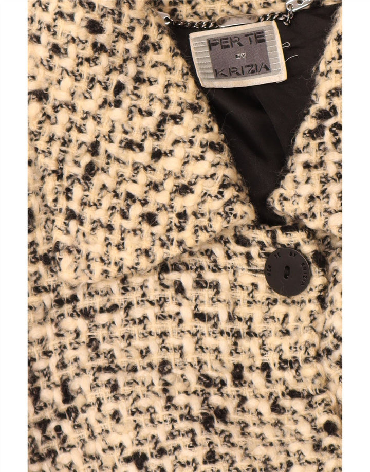 PERTE BY KRIZIA Womens Oversized Overcoat Size 21 Medium Beige Flecked