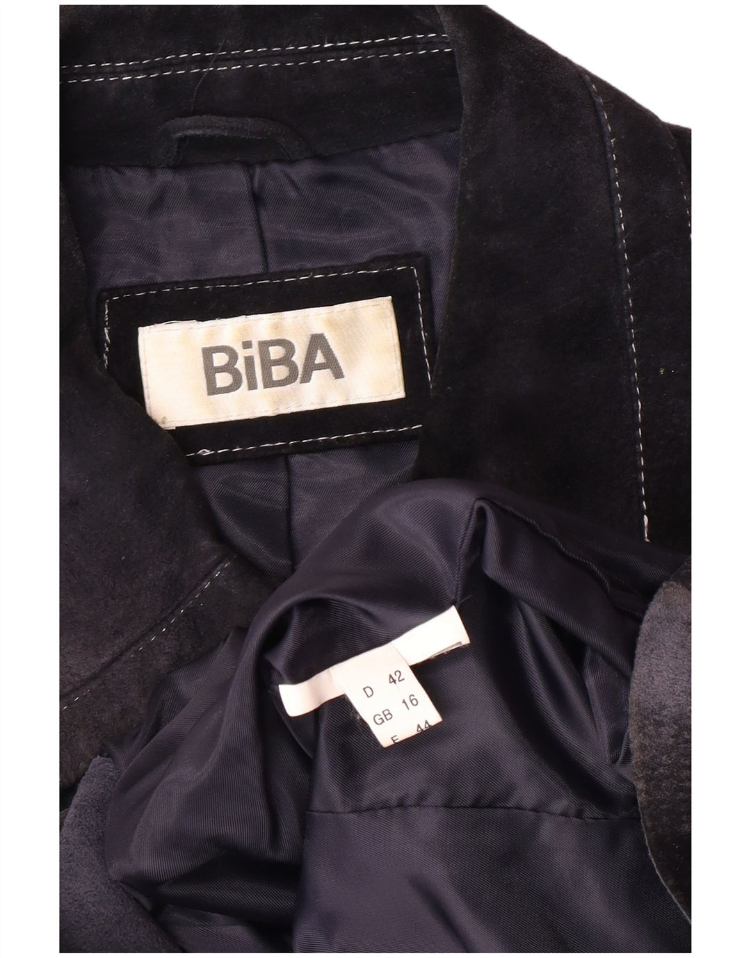 BIBA Womens Suede Jacket UK 16 Large Navy Blue