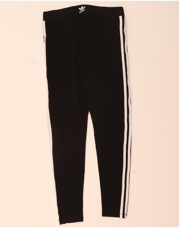 ADIDAS Womens Leggings UK 12/14 Medium Black Cotton