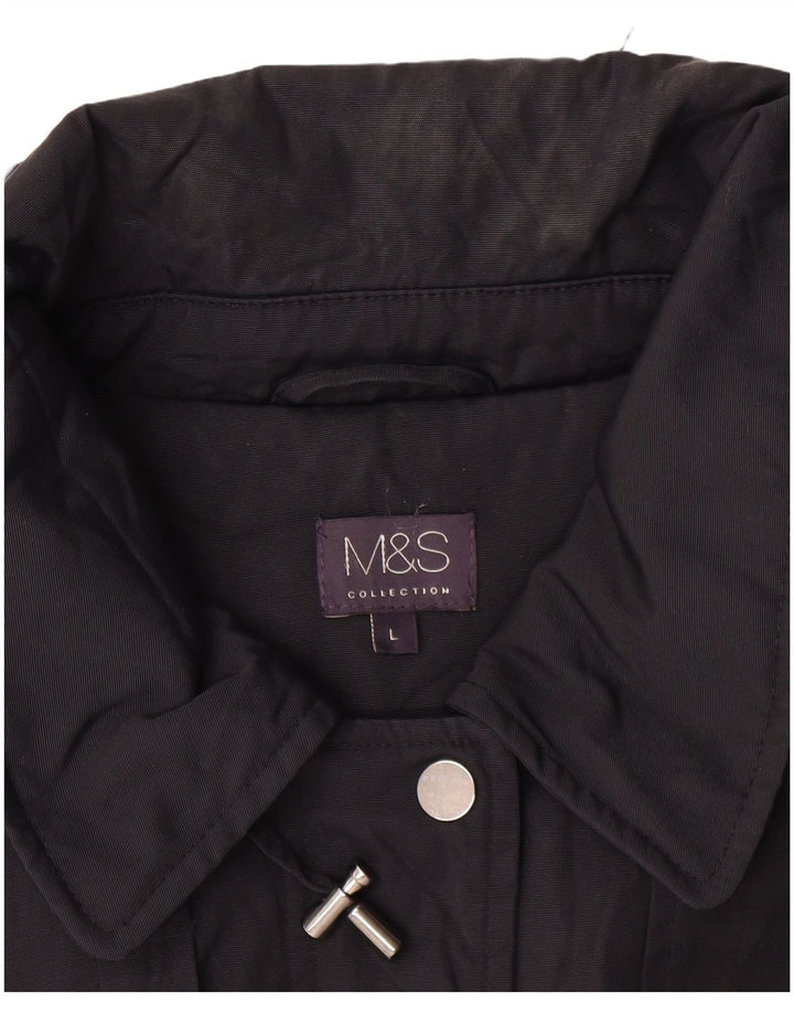 Marks & Spencer Womens Hooded Oversized Parka Jacket UK 16 Large Black