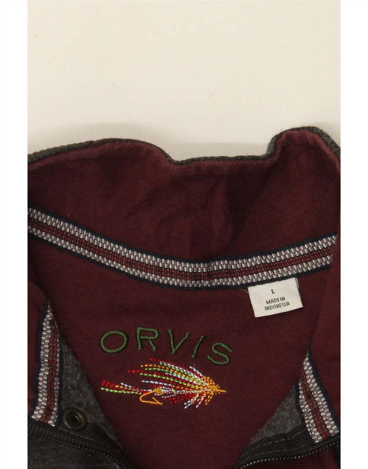 ORVIS Mens Zip Neck Sweatshirt Jumper Large Grey Flecked