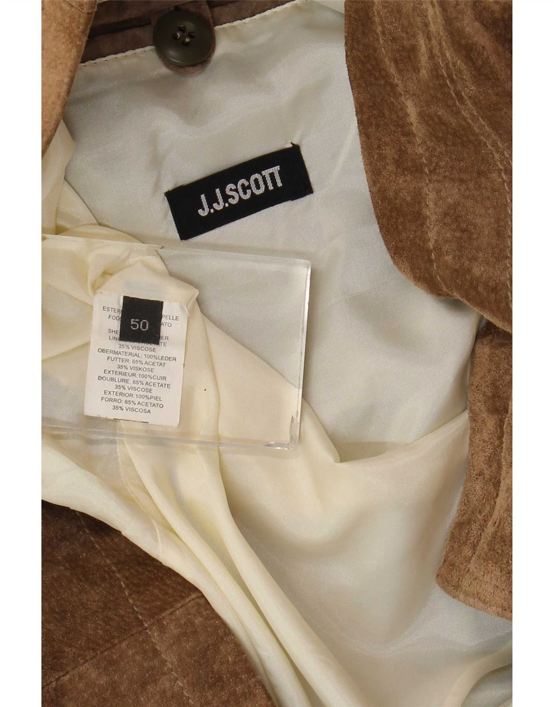 J.J.Scott Mens Suede Jacket IT 50 Large Brown Leather