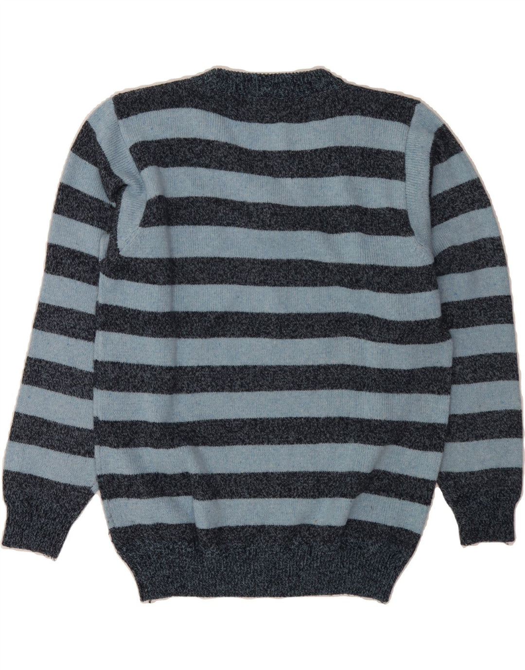 VINTAGE Mens V-Neck Jumper Sweater Large Blue Striped Vintage Vintage and Second-Hand Vintage from Messina Hembry 