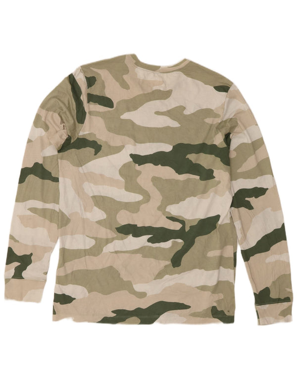 Nike Mens Graphic Top Long Sleeve Large Khaki Camouflage Cotton