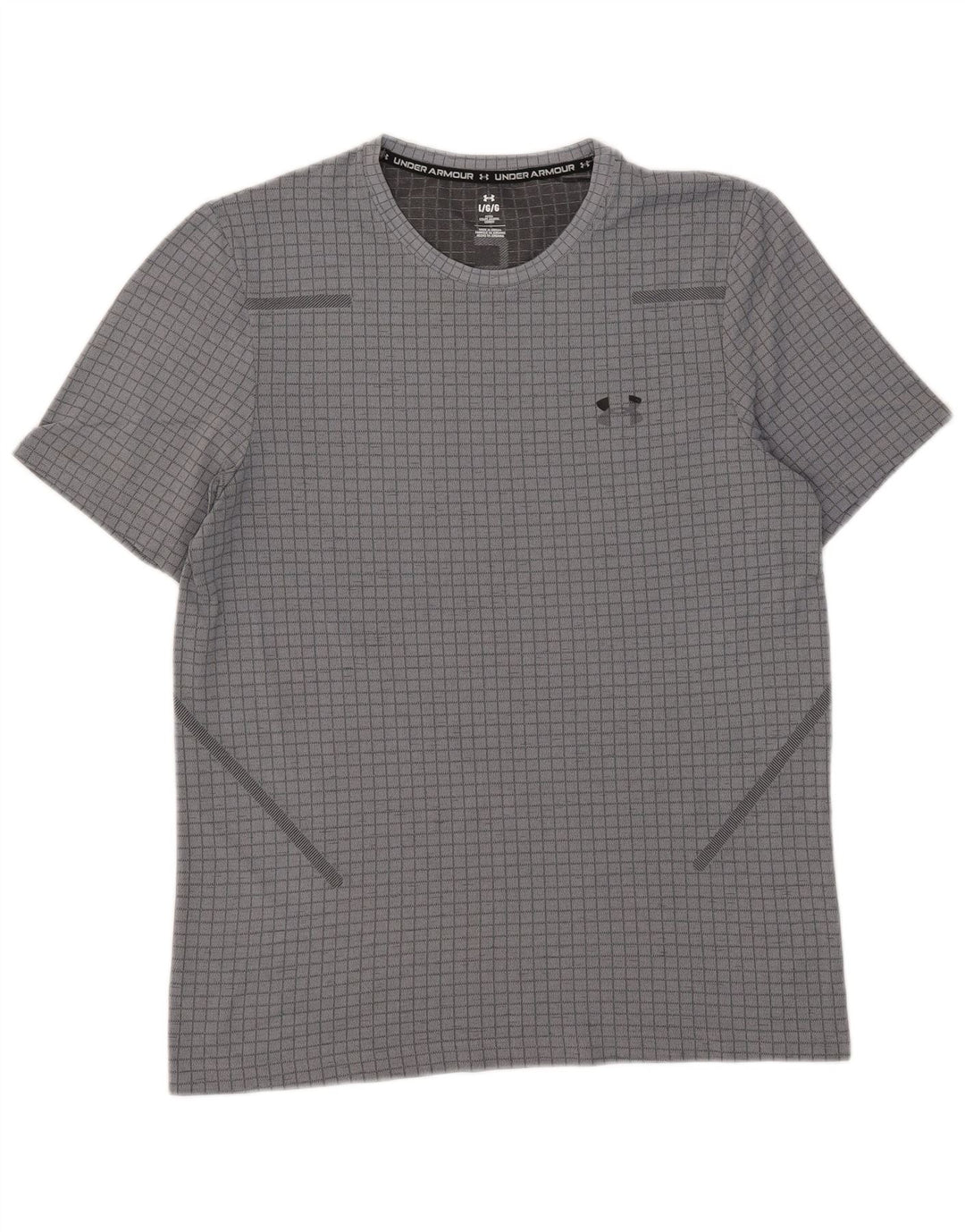 Under Armour Mens T-Shirt Top Large Grey Check