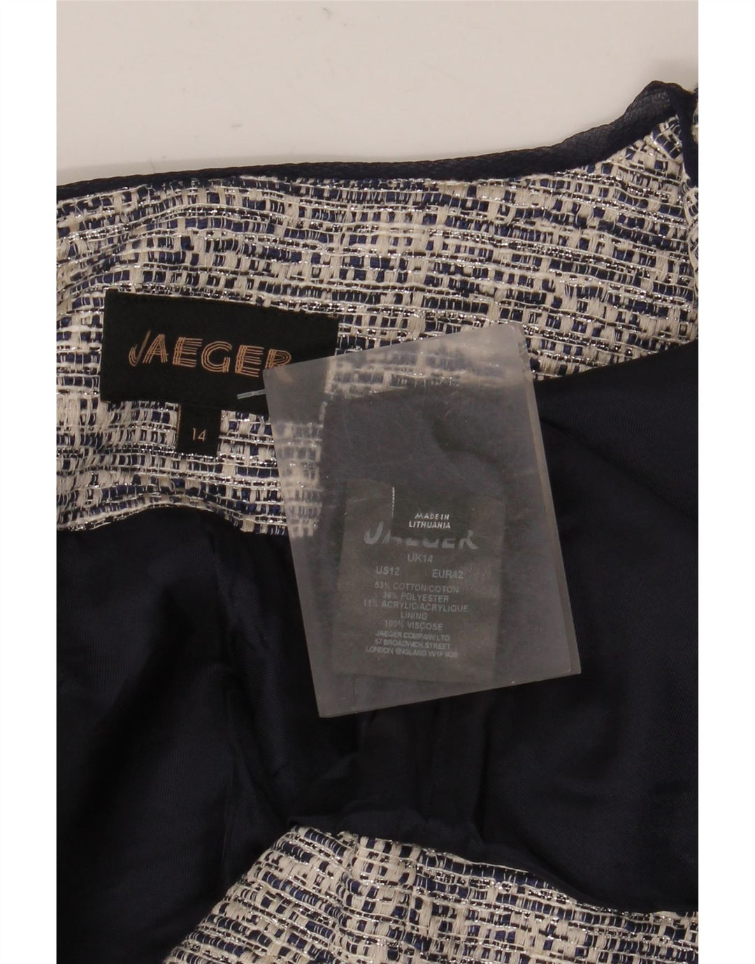 Jaeger Womens Crop Open Blazer Jacket UK 14 Large Grey Cotton