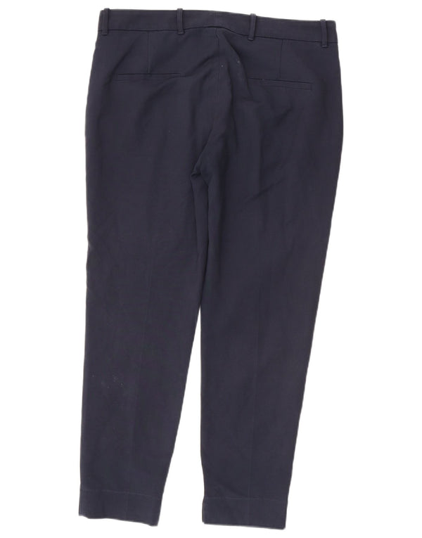 Zara Womens Crop Slim Chino Trousers Large W34 L27 Navy Blue
