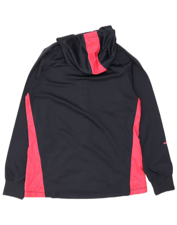Champion Womens Zip Hoodie Sweater UK 14 Large Navy Blue Colourblock