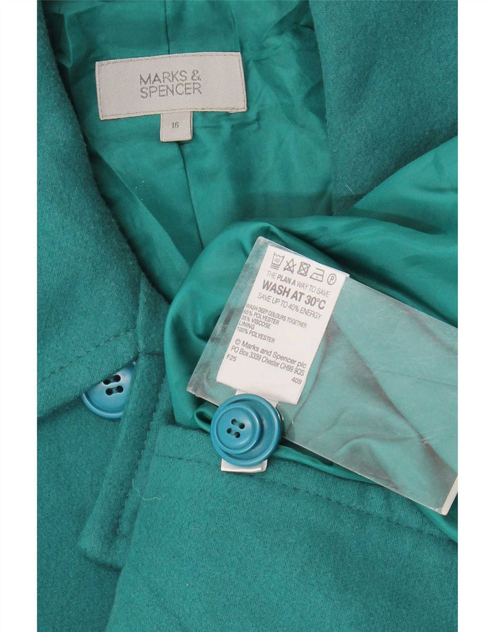 Marks & Spencer Womens Pea Coat UK 16 Large Green Polyester