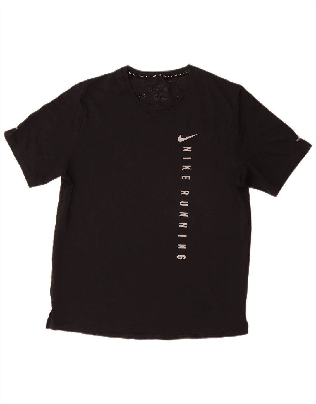 NIKE Mens Dri Fit Graphic T-Shirt Top Medium Black Polyester