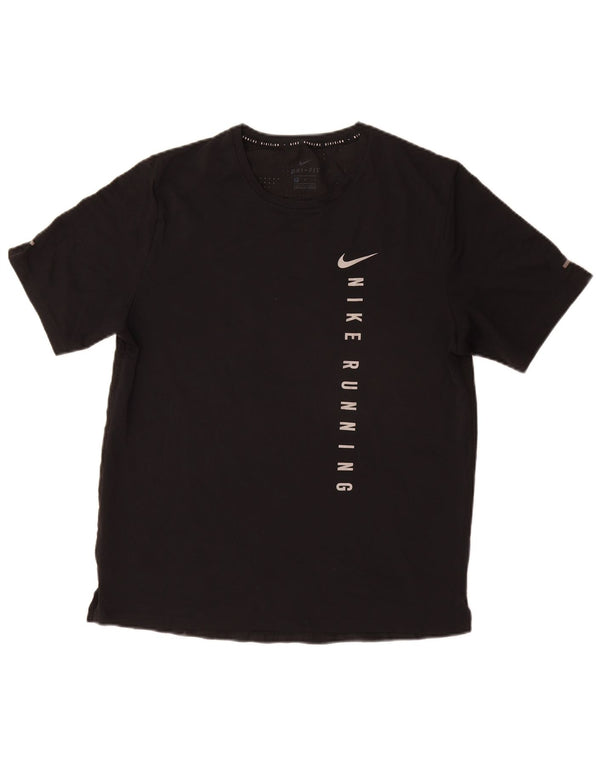 NIKE Mens Dri Fit Graphic T-Shirt Top Medium Black Polyester