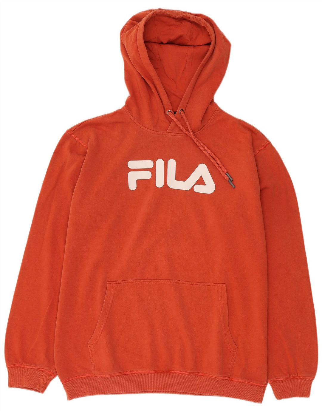FILA Mens Graphic Hoodie Jumper XL Orange Cotton