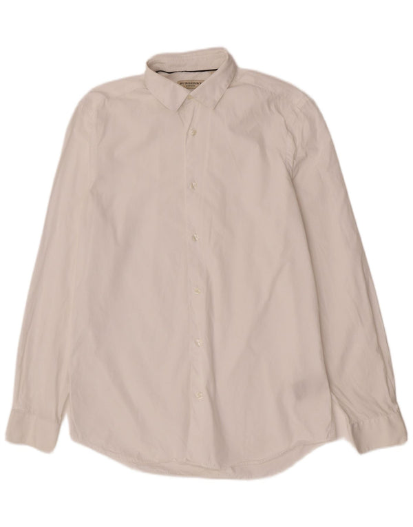 Burberry Mens Tailored Fit Shirt Size 15 1/2 39 Medium White Cotton Classic