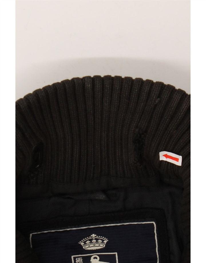 SUPERDRY Mens Graphic Pea Coat UK 44 2XL Black Wool