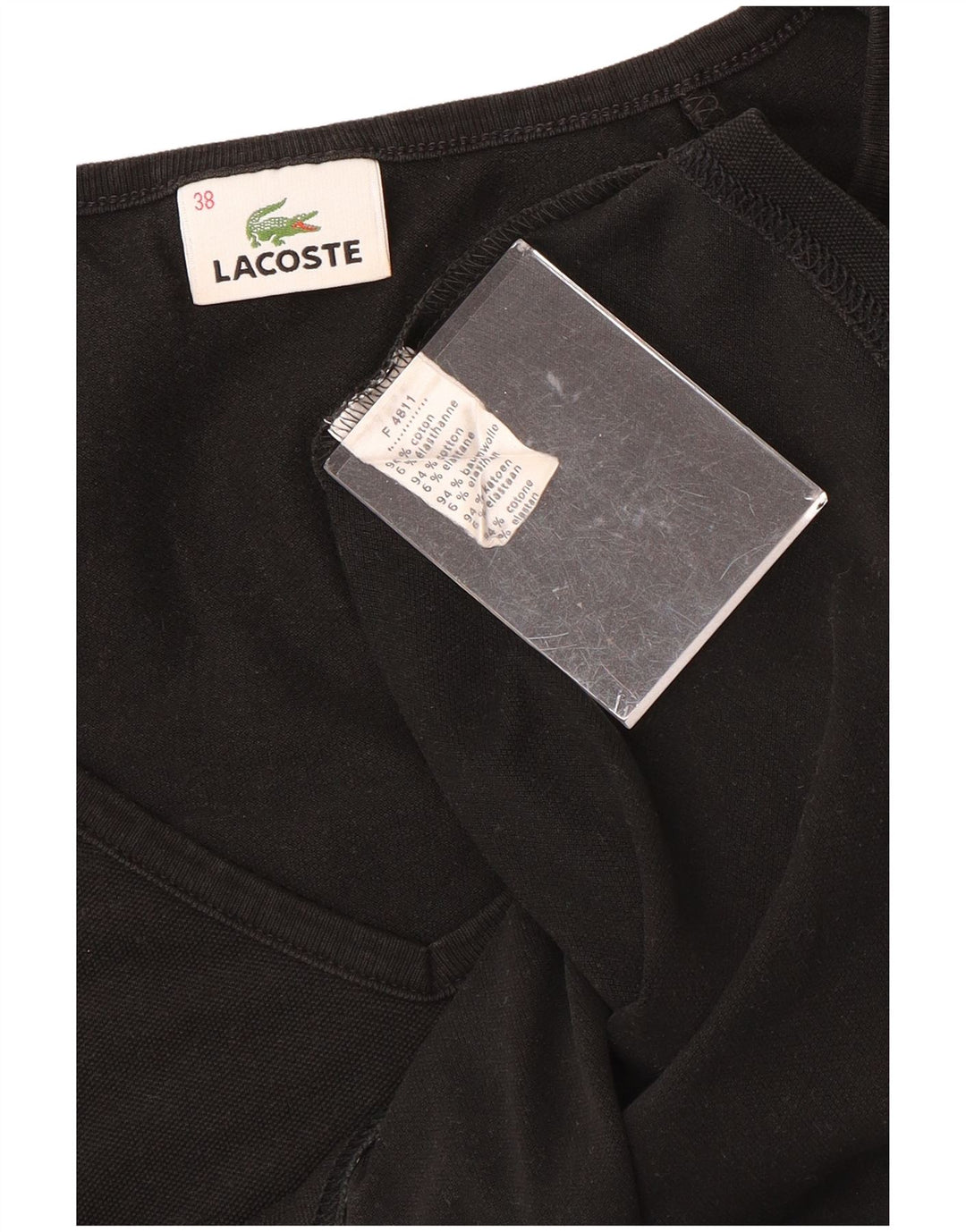 LACOSTE Womens T-Shirt Top Size 38 Medium Black Cotton