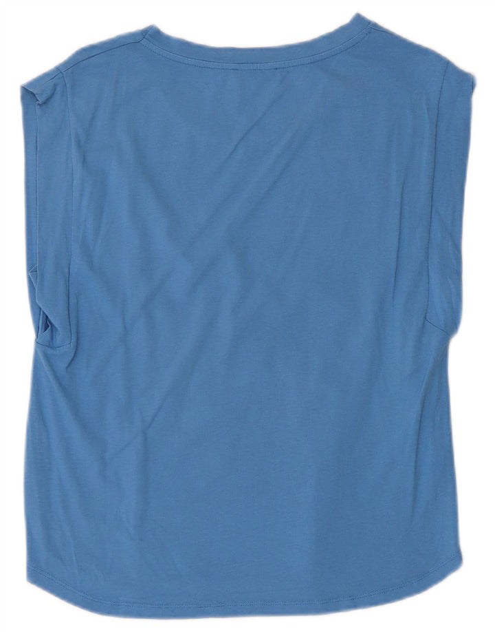 BENETTON Womens Loose Fit T-Shirt Top UK 6 XS Blue Cotton