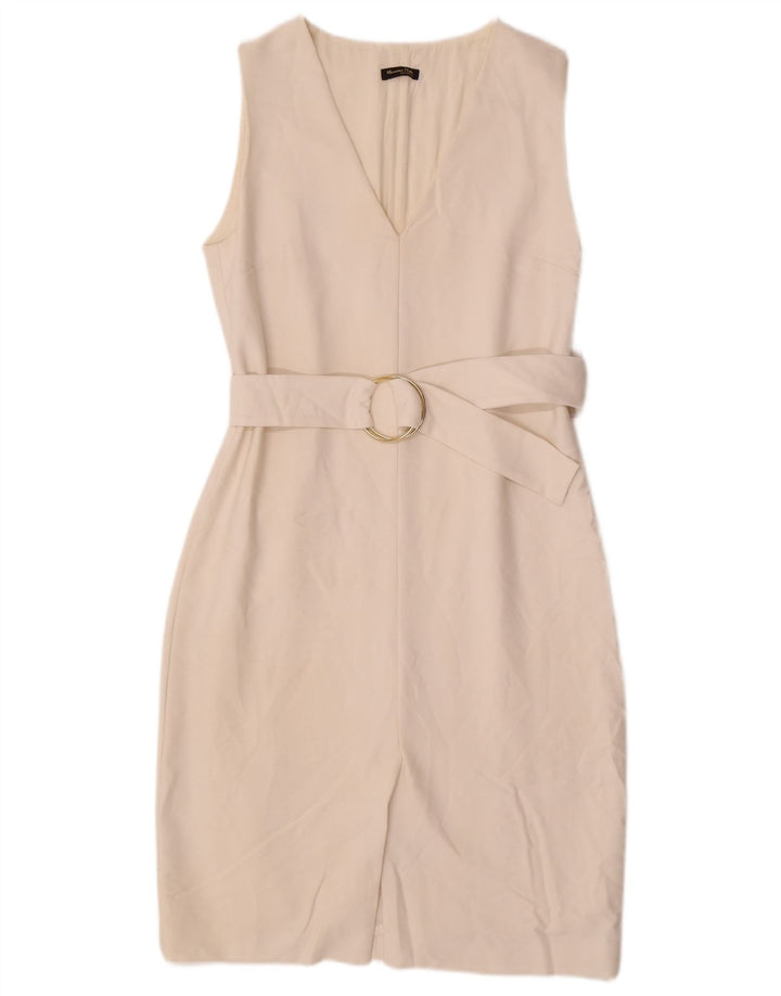 MASSIMO DUTTI Womens Sleeveless Sheath Dress EU 38 Small Off White