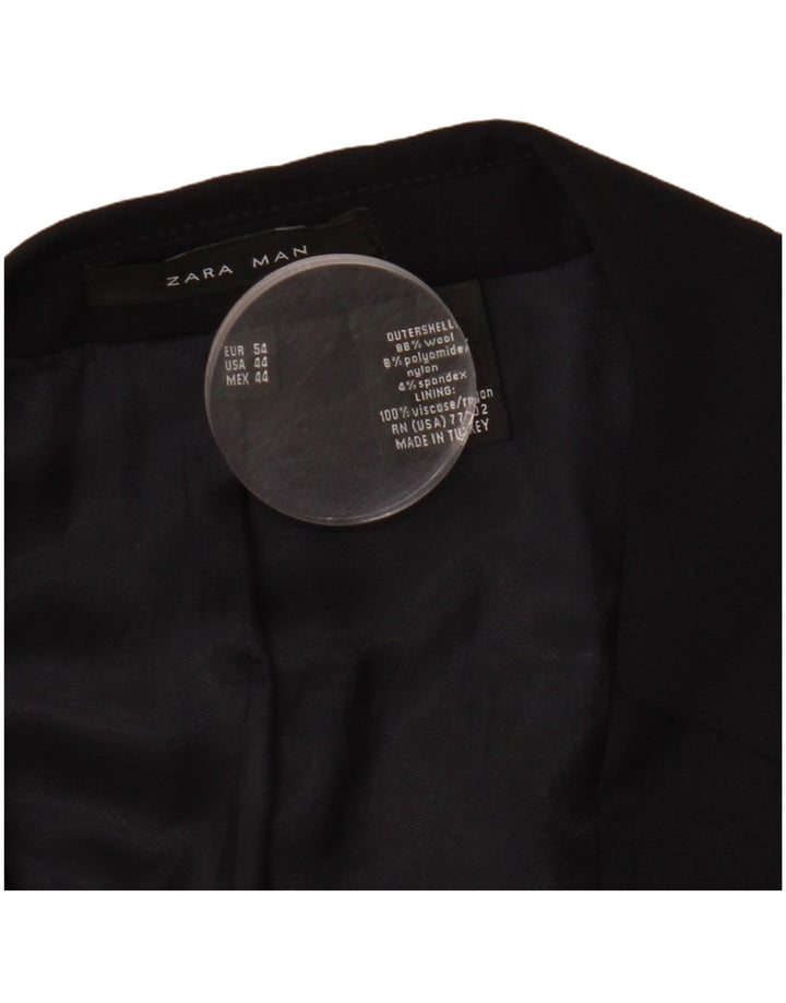 ZARA Mens 2 Button Blazer Jacket EU 54 XL Navy Blue Wool